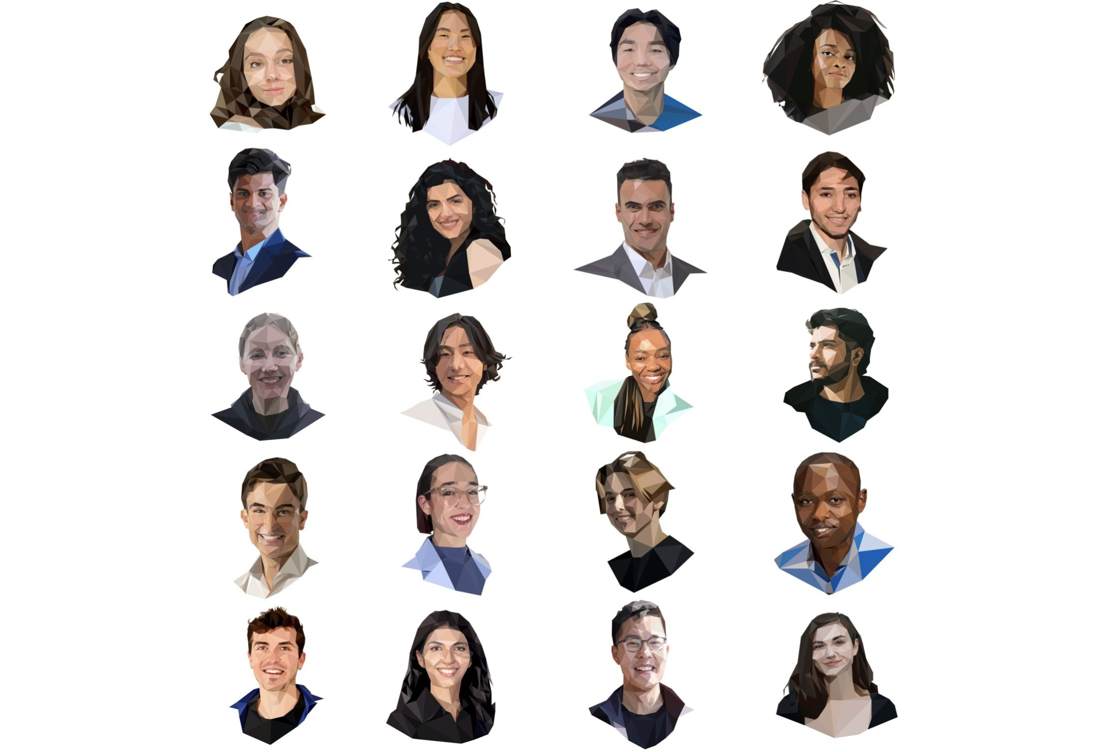 20 cartoon headshots of 776 Foundation climate fellows